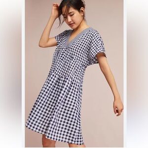 NWT Anthropologie 11.1.TYLHO Gingham V-Neck Swing Dress XS